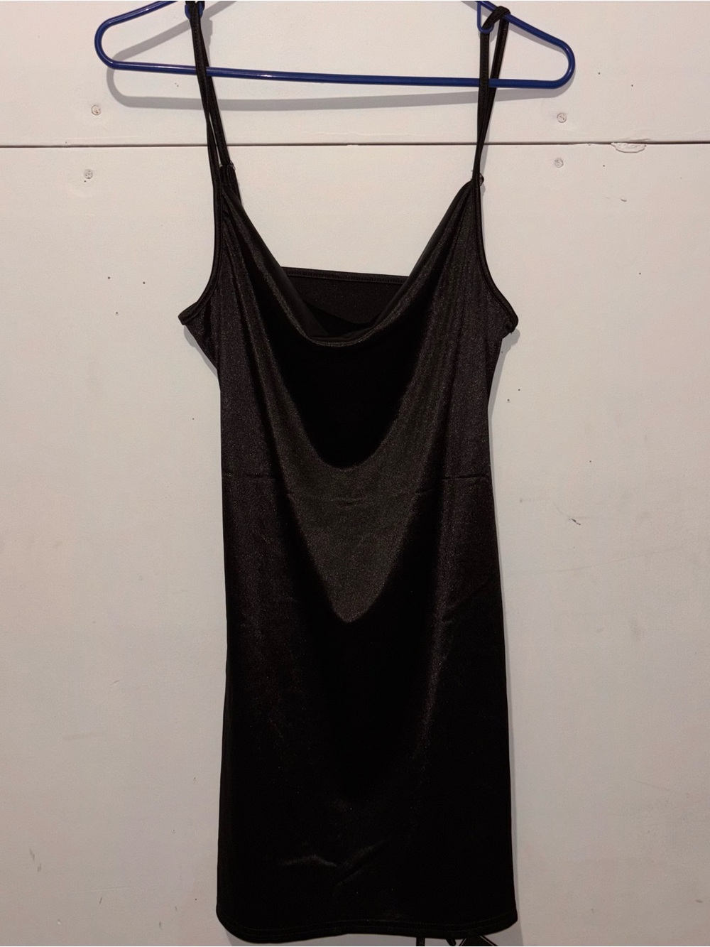 Zaful Black Satin Cowl Mini Slip Dress